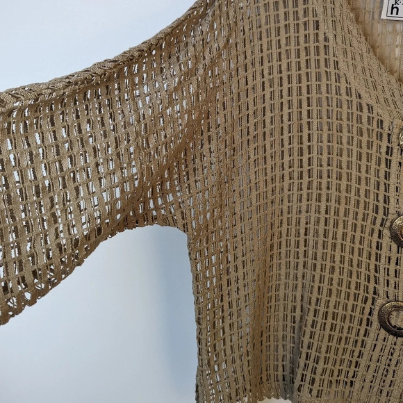 Tan Mesh Oversized Cardigan - Picture 4 of 6